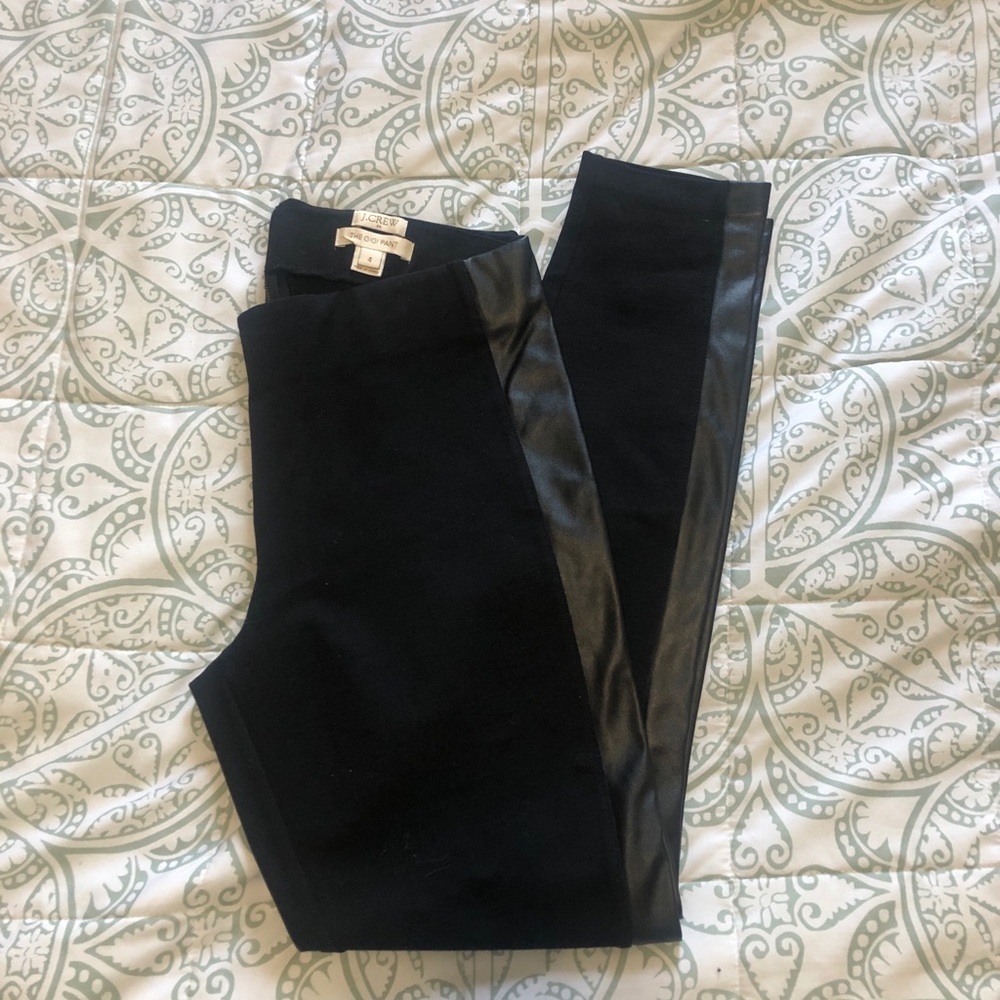 J Crew Gigi Leather side skinny pants